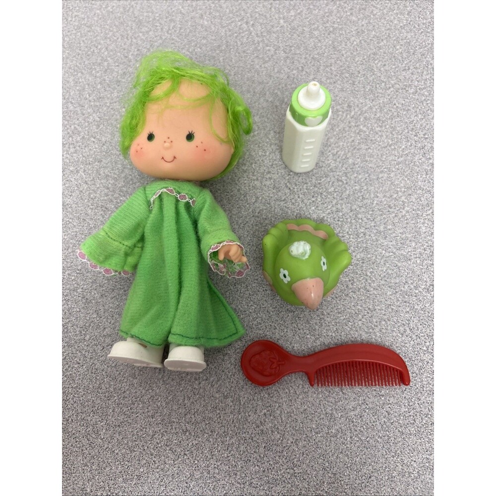Vintage 1979 Kenner Strawberry Shortcake Lime Chiffon Doll With Parfait Parrot